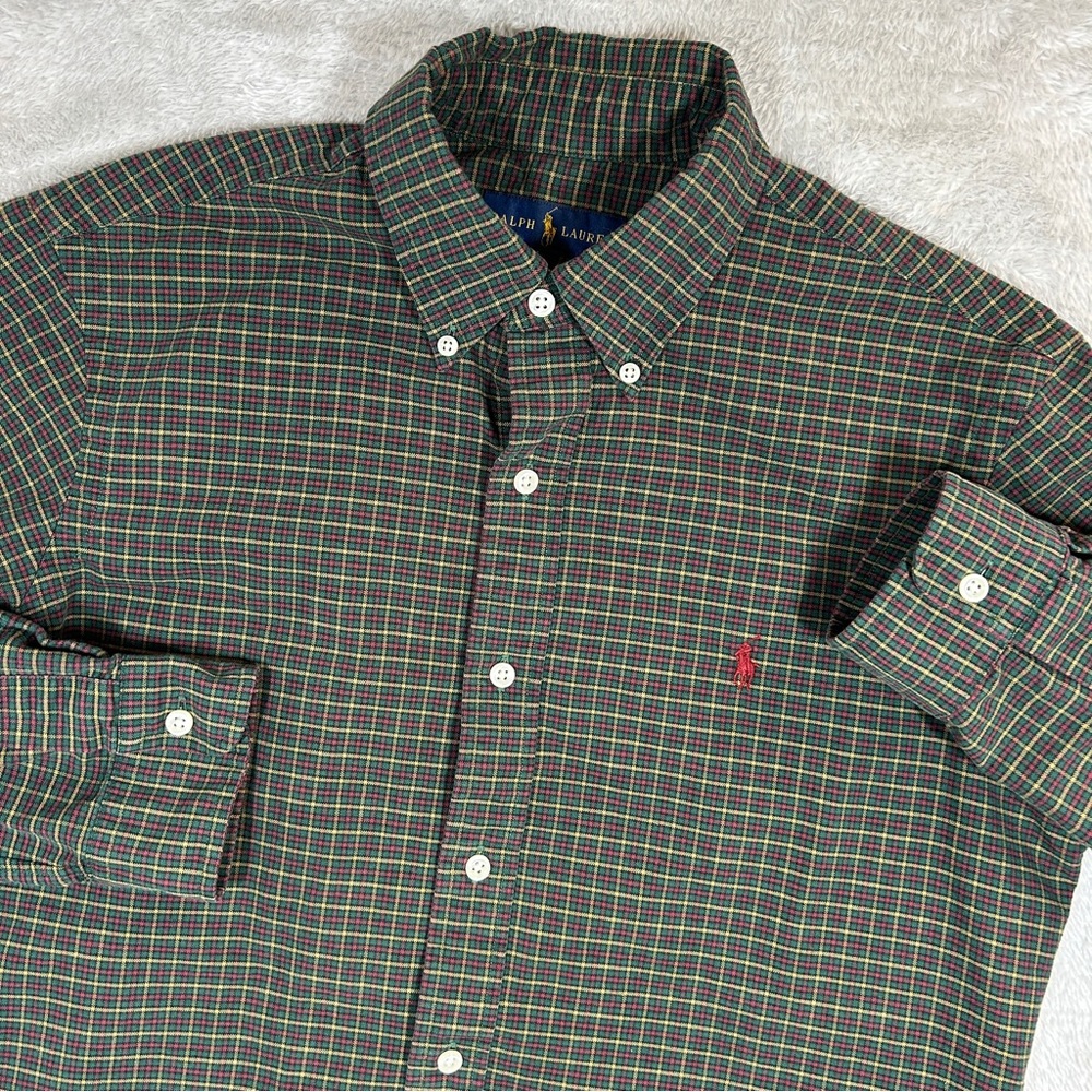 Polo Ralph Lauren Mens Long Sleeve Shirt Small Plaid Green Preppy Pony